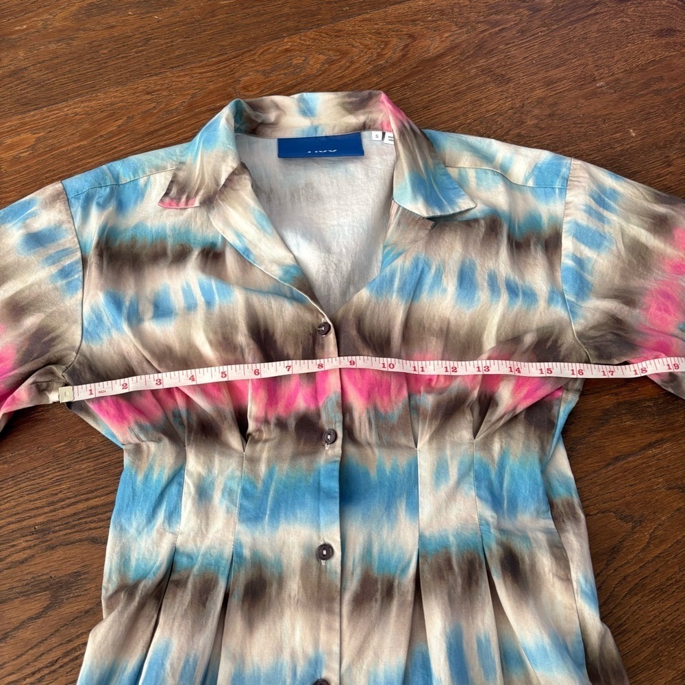 JJXX Tie-Dye Striped Short-Sleeve Midi Shirt Dress - Picture 10 of 12